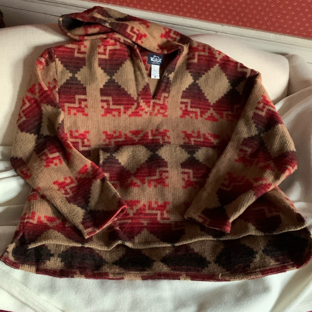 COPY - Vintage 1990’s Woolrich XL hoodie Poncho Aztec Southwest wool blend